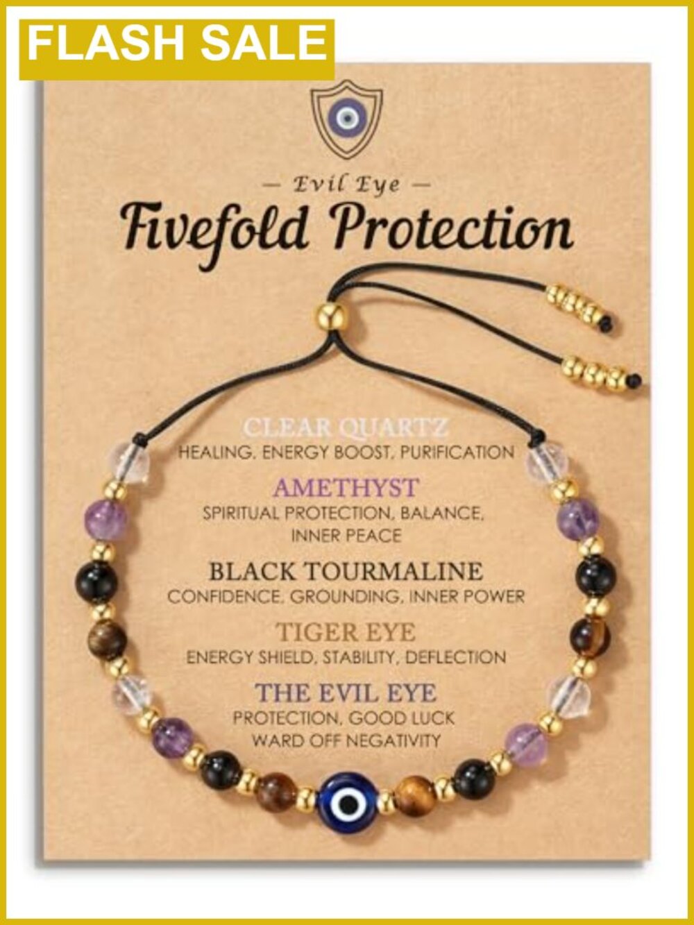 Evil Eye Crystal Protection Bracelet Set Adjustable String Gift for Women